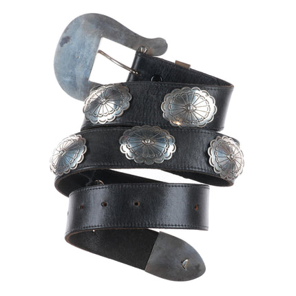 36.5 Sam Pablo Navajo sterling silver ranger/concho belt