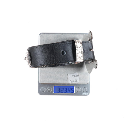 36.5 Sam Pablo Navajo sterling silver ranger/concho belt