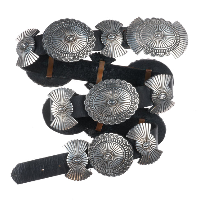 Orville White Navajo sterling silver deep stamped butterfly concho belt