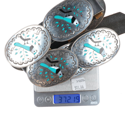 Benjamin Becenti Navajo sterling silver bluebird inlay concho belt