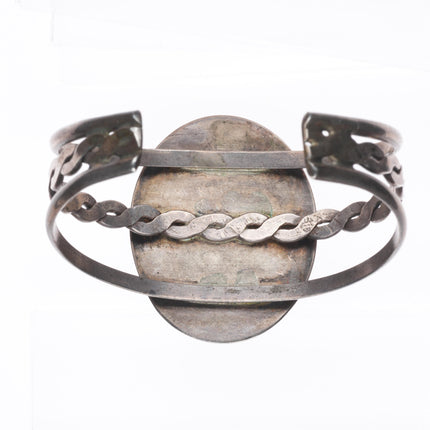 6.3" Vintage Zuni sterling silver intarsia inlay Ghan dancer cuff bracelet