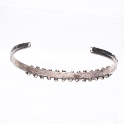 6.75" c1940 Zuni green snake eye turquoise sterling silver cuff bracelet