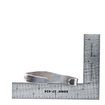 6.25" 1930's Navajo Ingot silver deep stamped cuff bracelet with nice turquoise