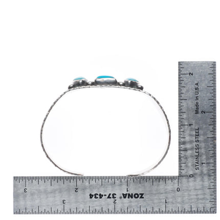 6.5" c1930 vintage Navajo Ingot silver Arizona Gem Silica cuff bracelet
