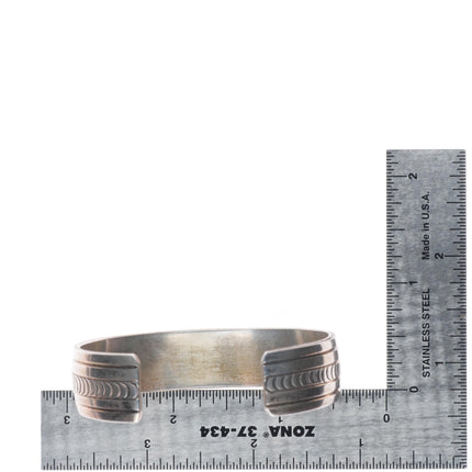 6.4" Thomas Singer Navajo sterling silver chip inlay turquoise cuff bracelet