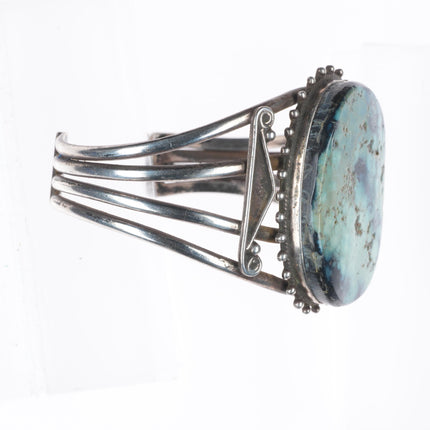 6.75" c1930 Navajo ingot silver variscite cuff bracelet