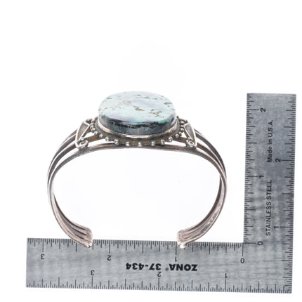 6.75" c1930 Navajo ingot silver variscite cuff bracelet