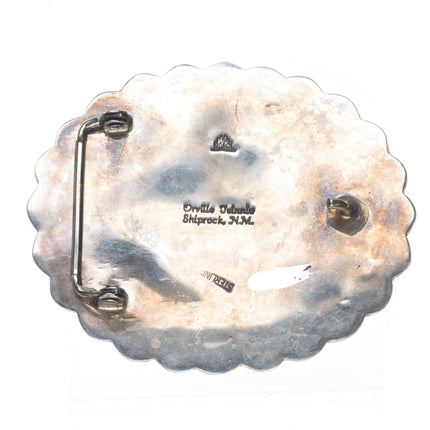 Big Vintage Orville Tsinnie Navajo sterling silver belt buckle w/large turquoise