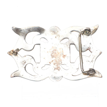 Vintage Navajo cast sterling silver 5 stone turquoise cluster belt buckle