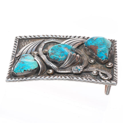 Dan Simplicio Zuni sterling silver turquoise snake belt buckle vintage
