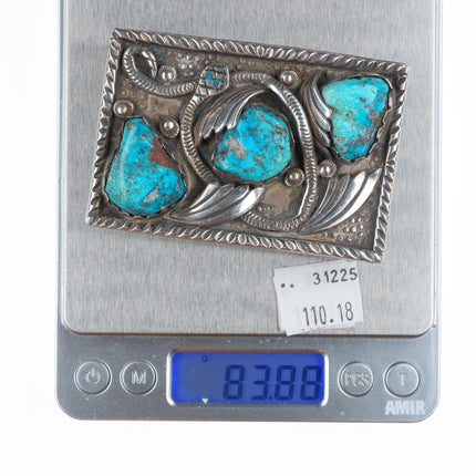 Dan Simplicio Zuni sterling silver turquoise snake belt buckle vintage