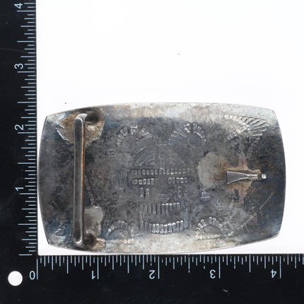 Big Bernard Dawahoya Hopi Vintage sterling silver belt buckle overlay style