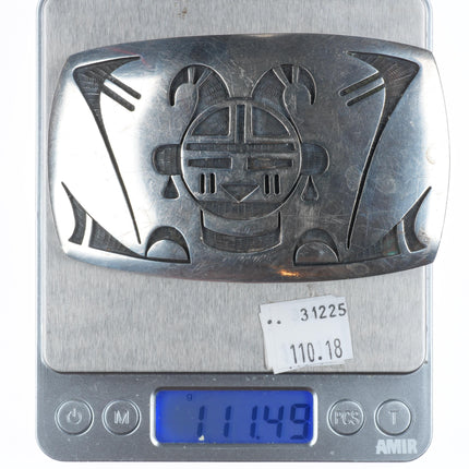 Big Bernard Dawahoya Hopi Vintage sterling silver belt buckle overlay style