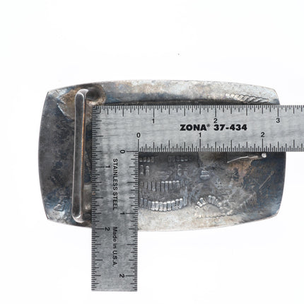 Big Bernard Dawahoya Hopi Vintage sterling silver belt buckle overlay style