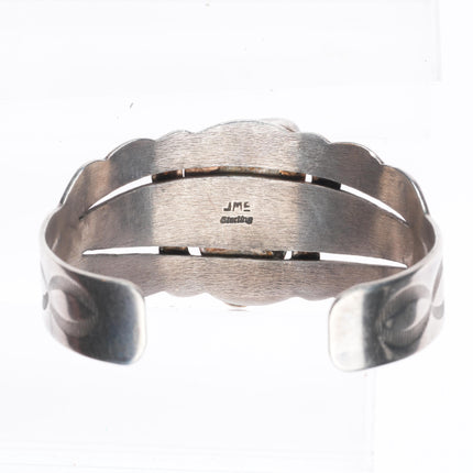 7" James McCabe Navajo sterling silver cuff bracelet w/ nice spiderweb turquoise