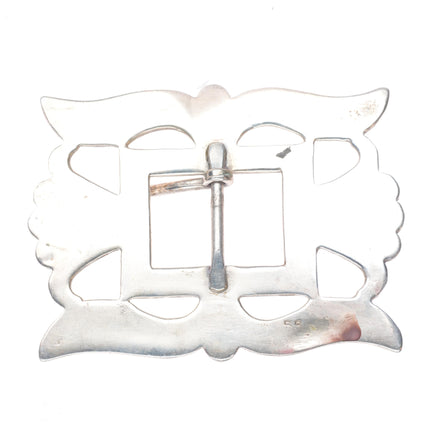 Vintage Navajo sandcast sterling silver belt buckle SS