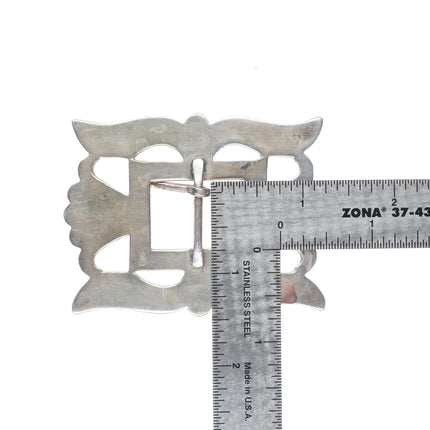 Vintage Navajo sandcast sterling silver belt buckle SS