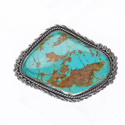 Vintage Navajo Huge turquoise slab belt buckle sterling silver