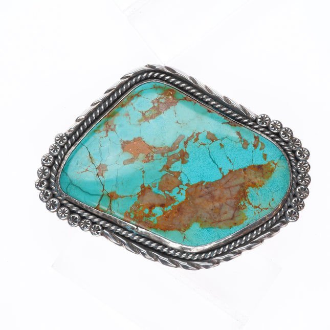 Vintage Navajo Huge turquoise slab belt buckle sterling silver
