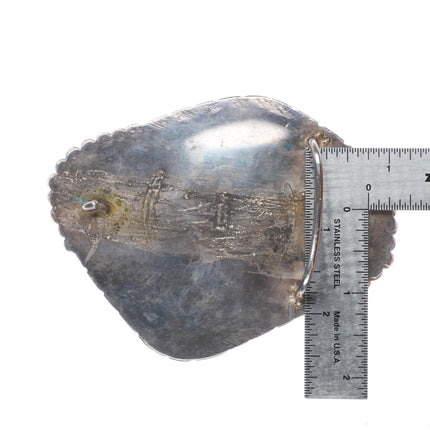 Vintage Navajo Huge turquoise slab belt buckle sterling silver