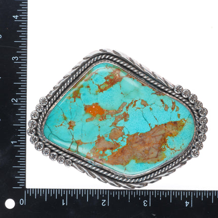 Vintage Navajo Huge turquoise slab belt buckle sterling silver