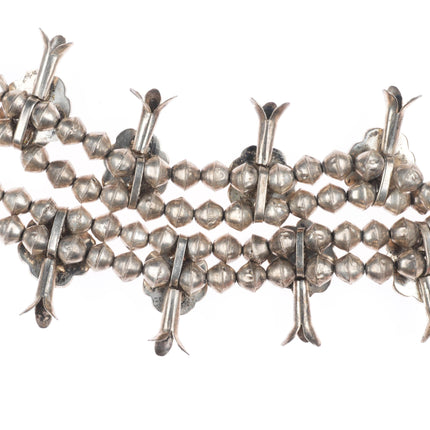 1960's Vintage Navajo sterling silver squash blossom necklace w/ nice turquoise