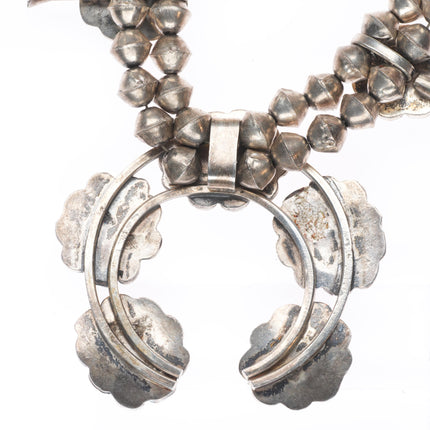 1960's Vintage Navajo sterling silver squash blossom necklace w/ nice turquoise