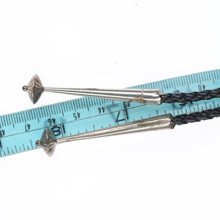 Large vintage Santo Domingo sterling silver agate bolo tie turquoise/shell inlay