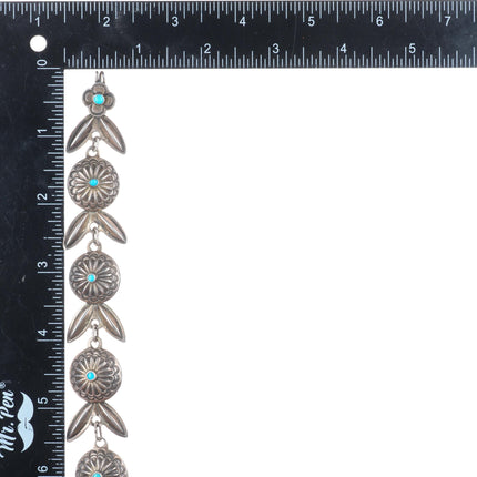 31.5" 1940s Vintage Navajo sterling silver sleeping beauty turquoise concho belt