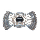 Large Vintage Navajo nicely stamped sterling silver onyx barrette/hair clip
