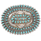 c1940 Big Vintage Zuni petit point turquoise bolo/pin/brooch sterling silver