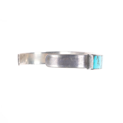 6.5" Vintage Zuni ingot/sterling silver turquoise channel inlay cuff bracelet