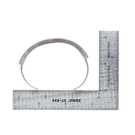 6.5" Vintage Zuni ingot/sterling silver turquoise channel inlay cuff bracelet