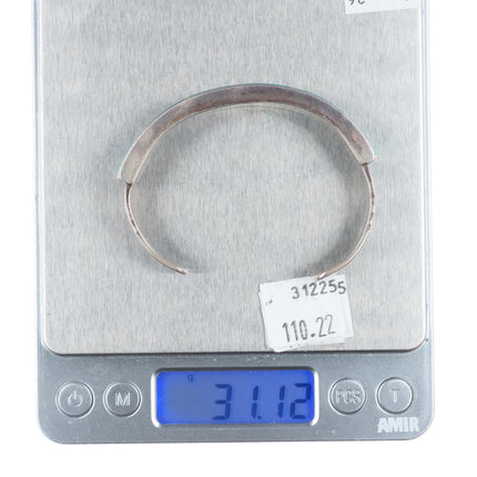 6.5" Vintage Zuni ingot/sterling silver turquoise channel inlay cuff bracelet