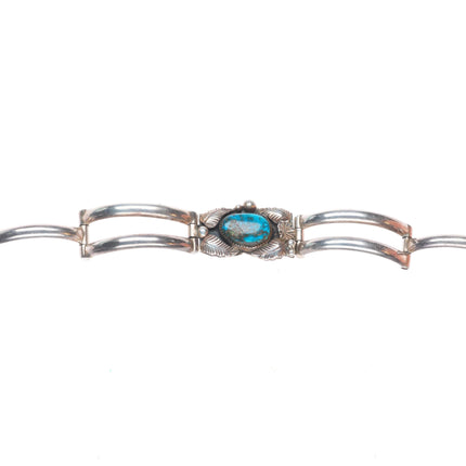 6.75" WW Navajo sterling silver Morenci turquoise vintage hinged bangle bracelet