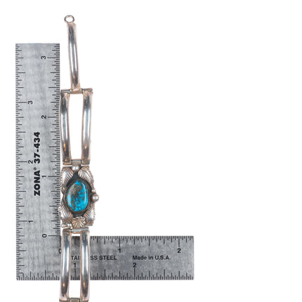 6.75" WW Navajo sterling silver Morenci turquoise vintage hinged bangle bracelet