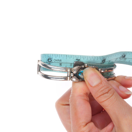 6.75" WW Navajo sterling silver Morenci turquoise vintage hinged bangle bracelet