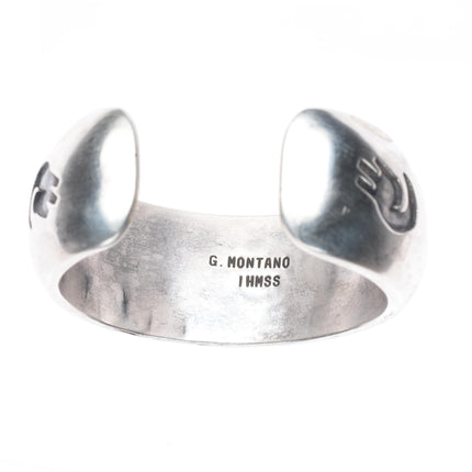 6" Gibson Montano Navajo sterling silver spiderweb turquoise inlay cuff bracelet