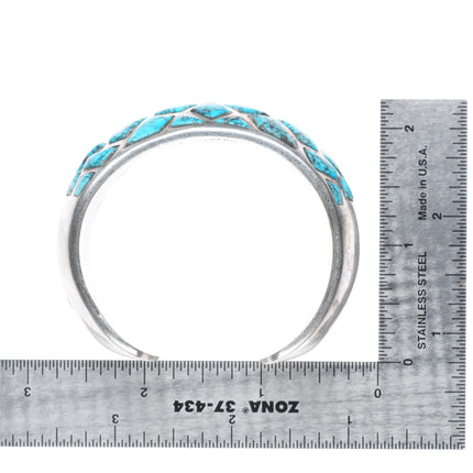 6" Gibson Montano Navajo sterling silver spiderweb turquoise inlay cuff bracelet