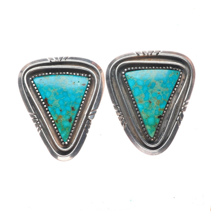 Vintage Navajo sterling silver high grade turquoise clip-on earrings