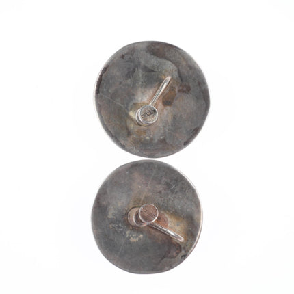 40's-50's Navajo sterling silver domed hand stamped screw back earrings