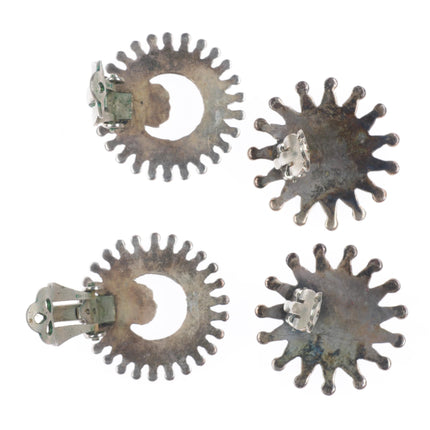 40's-50's Zuni petit point turquoise sterling silver clip-on earrings