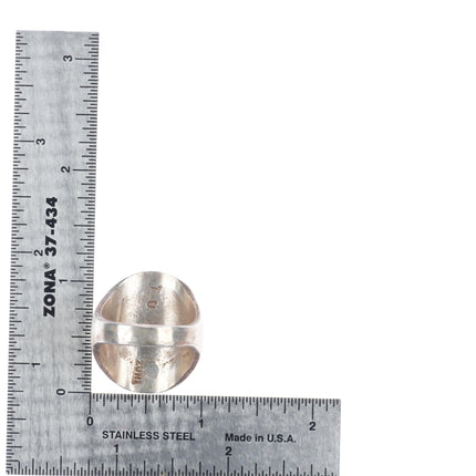 sz11 TU Big Zuni vintage sterling sliver flat top ring with turquoise