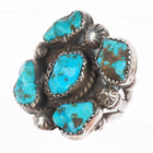 sz8 40's-50's Vintage CG Wallace Zuni sterling silver turquoise cluster ring