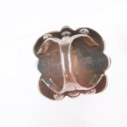 sz8 40's-50's Vintage CG Wallace Zuni sterling silver turquoise cluster ring