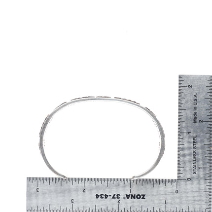 6.5" Harold Lujan Taos pueblo sterling silver interior stamped cuff bracelet