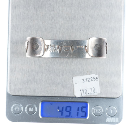 6.5" Harold Lujan Taos pueblo sterling silver interior stamped cuff bracelet