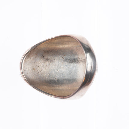 sz12 Vintage Navajo sterling silver men's ring feather face with turquoise