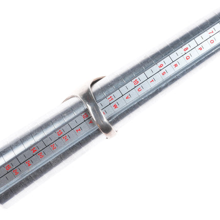 sz12 Vintage Navajo sterling silver men's ring feather face with turquoise