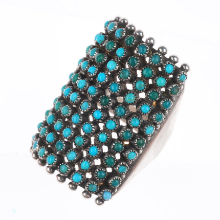 sz6 80 stone turquoise 1940's Vintage Zuni sterling silver snake eye ring